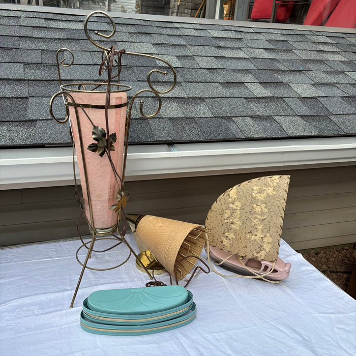 4 Vintage Lights (Rope Shade has slight damage) - R377
