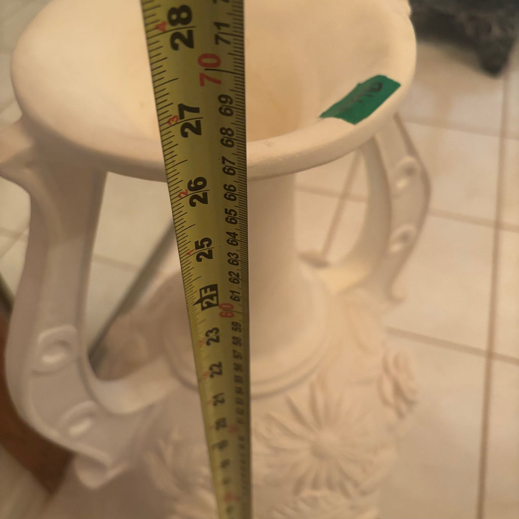 F196A 26” tall Vintage Chalkware urn style vase grouping