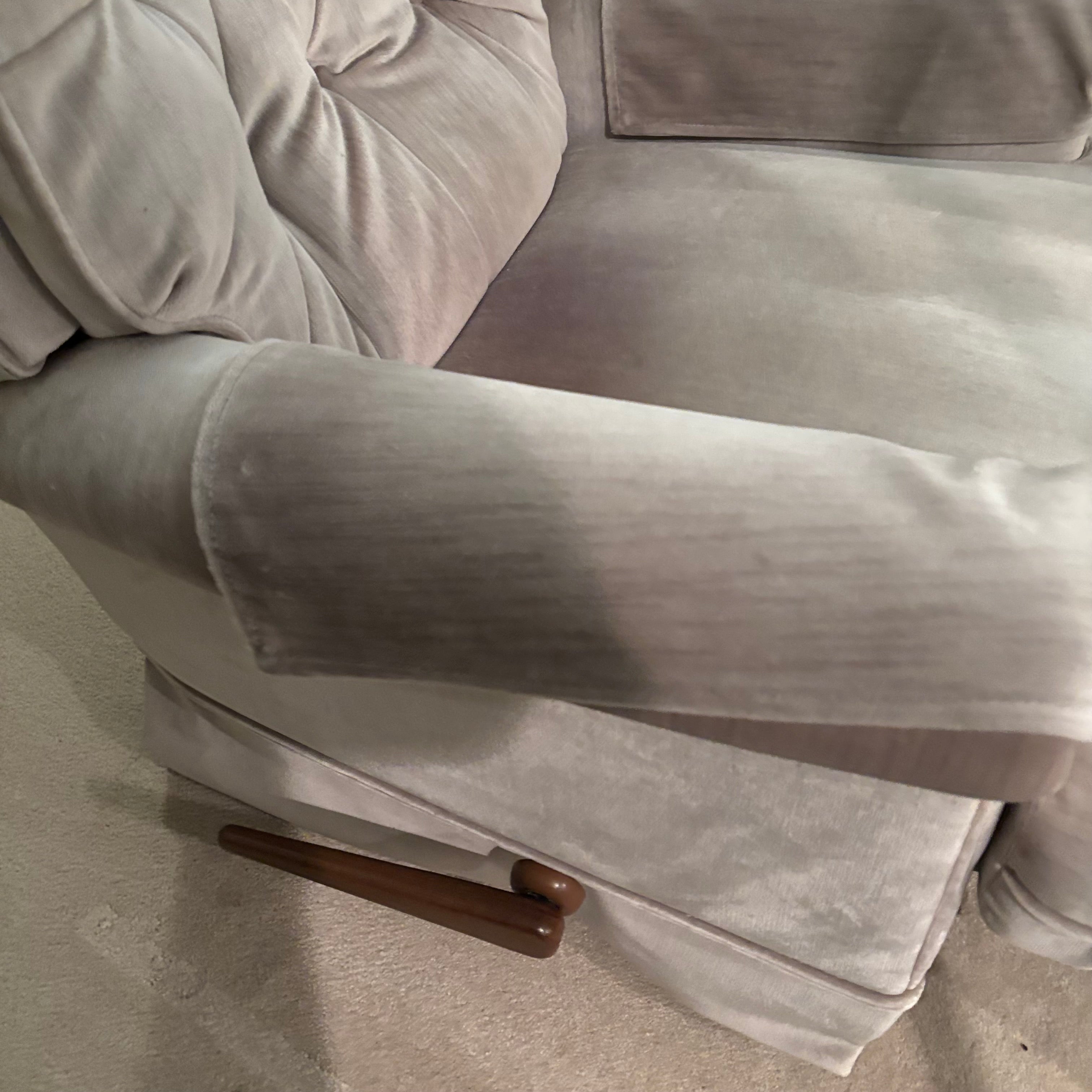 E845B Vintage light grey velvety fabrics rocker recliner