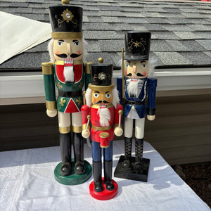 Tall Wooden Nutcracker Grouping (middle is missing its nose) - R428