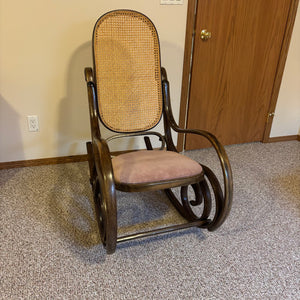 Rocking Chair with Solid Wood Frame and Rattan Back - C466