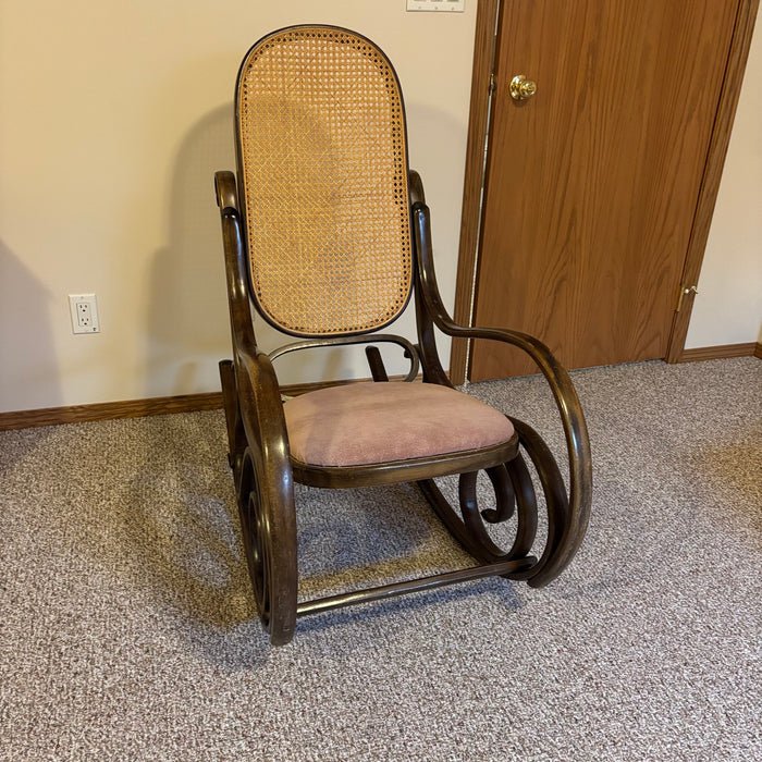 Rocking Chair with Solid Wood Frame and Rattan Back - C466