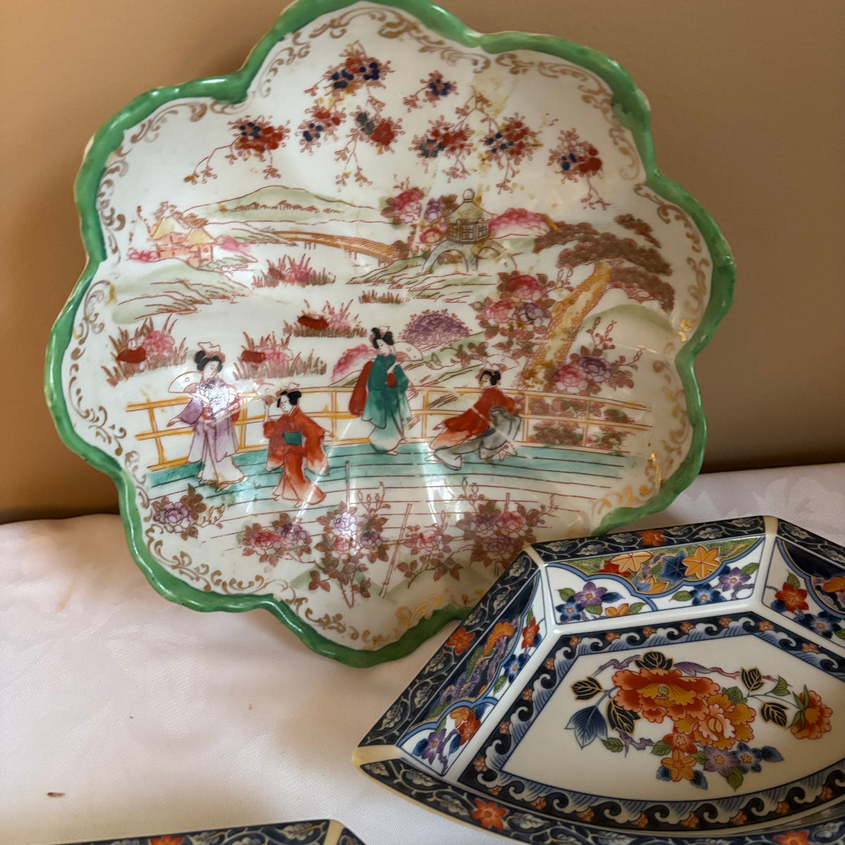 E138 Vintage Asian themed porcelain and more grouping