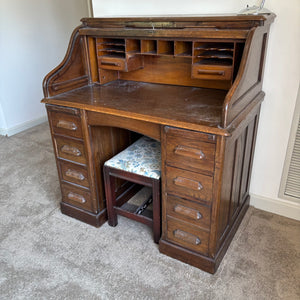 SOLID WOOD ANTIQUE DESK WITH STOOL (CIRCA 1870) - P235
