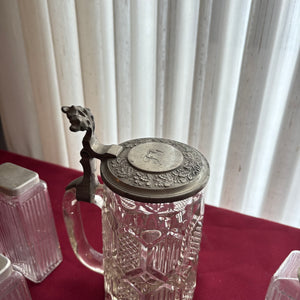 VINTAGE CLEAR GLASS BOTTLES AND MORE GROUPING - P153