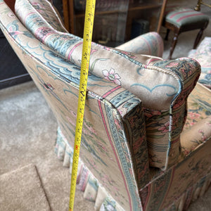 VINTAGE PARLOR CHAIR AND OTTOMAN WITH DOWN FILLED CUSHIONS - P235
