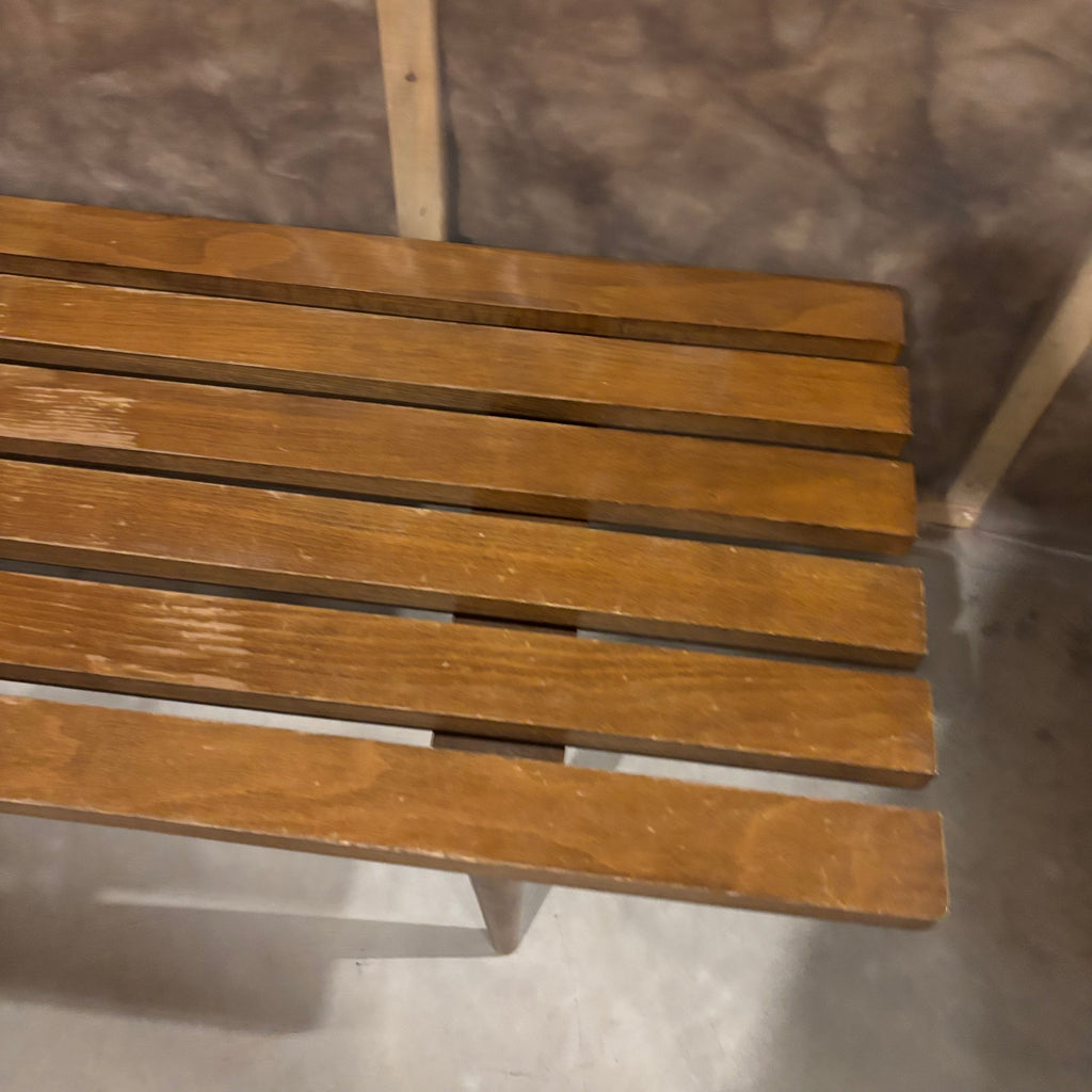 E862 Solid Wood MCM Coffee table and Vintage chrome stool