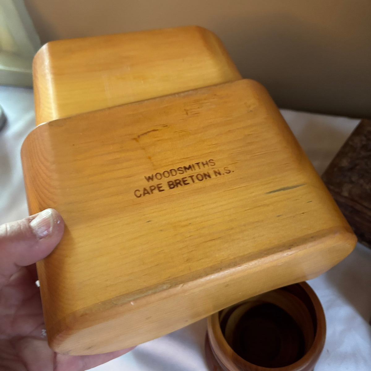 E134 Vintage wooden boxes grouping