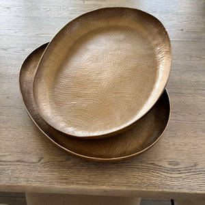 Set of 2 15” x 20” Hammered Tin Trays - G367