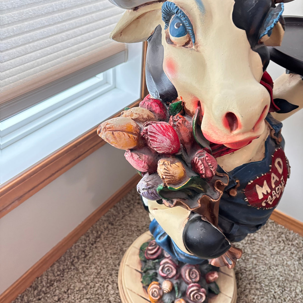 K301 29” tall Cow Lady Butler" resin table statue