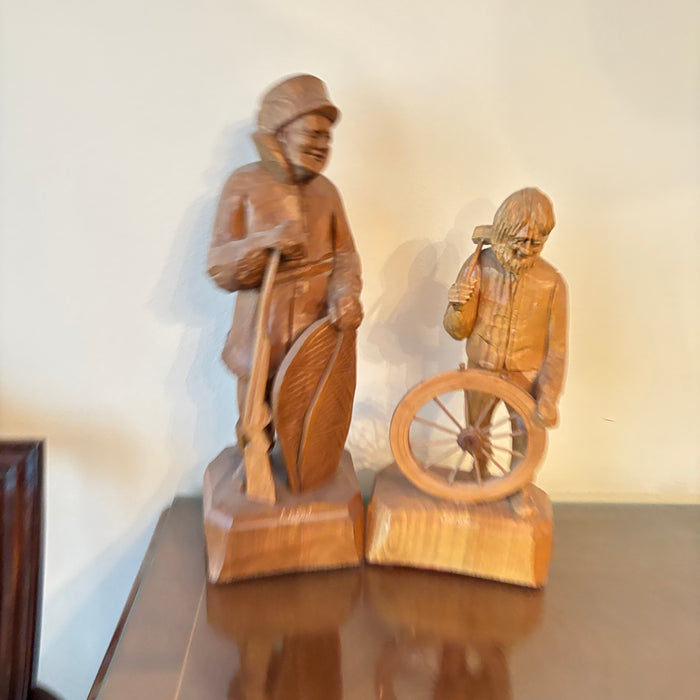 2 CARVED WOOD FIGURINES (TALLEST IS 12") - P102