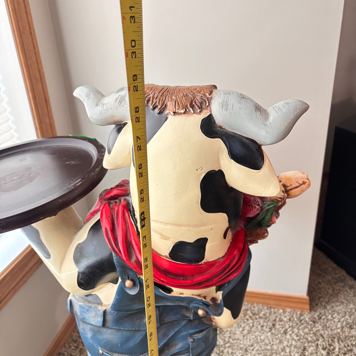 K301 29” tall Cow Lady Butler" resin table statue