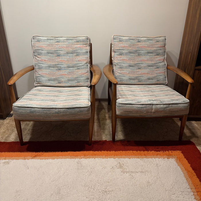 Set of 2 Mid Century Modern Solid Wood Arm Chairs - M310