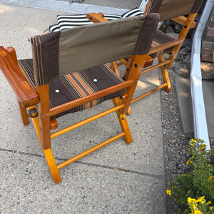 Set of 2 Vintage Solid Wood Folding Patio Chairs - M373