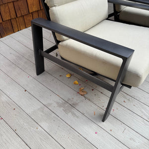 Set of 2 Brown Jordan Parkway Cushion Lounge Chairs with Footstool and Covers - M309