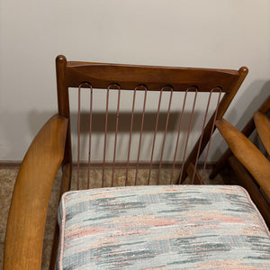 Set of 2 Mid Century Modern Solid Wood Arm Chairs - M310