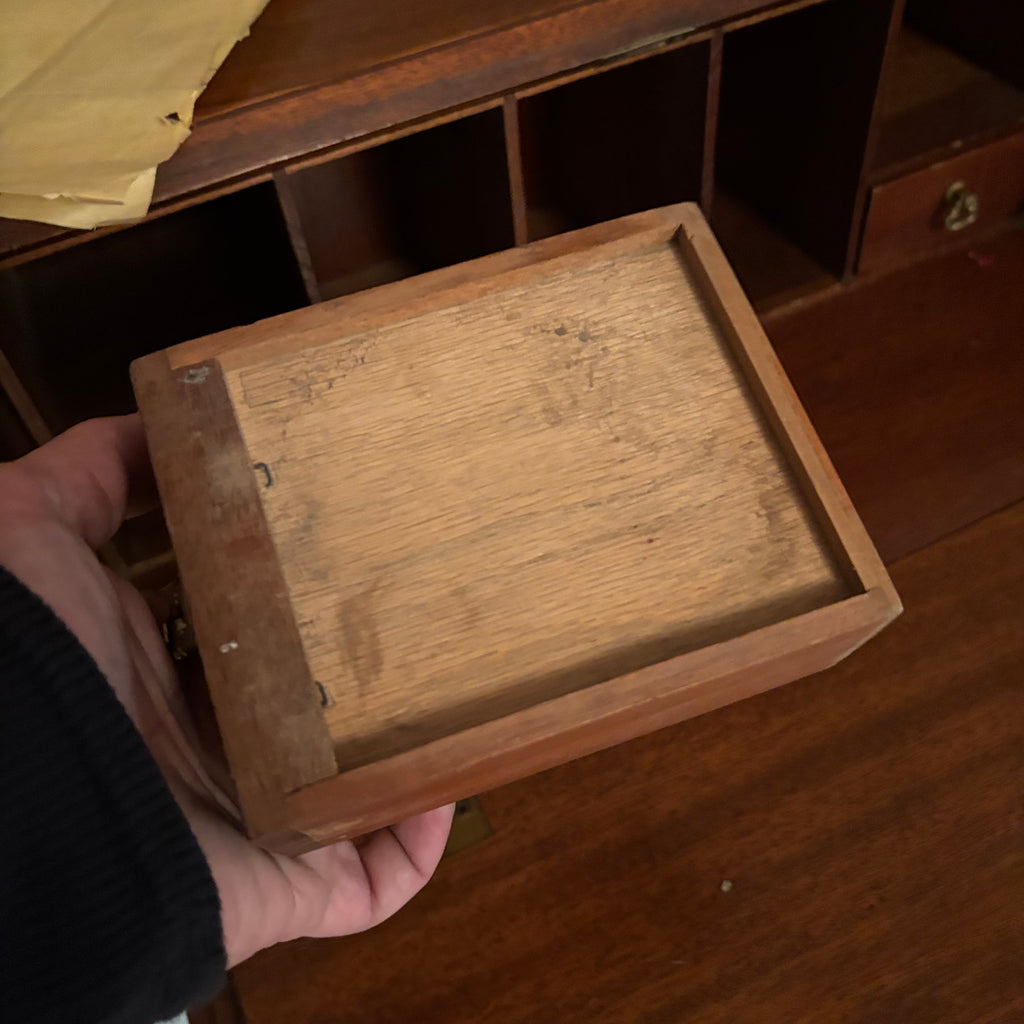 E115 Antique solid wood secretary desk (36" x 20" x 13")