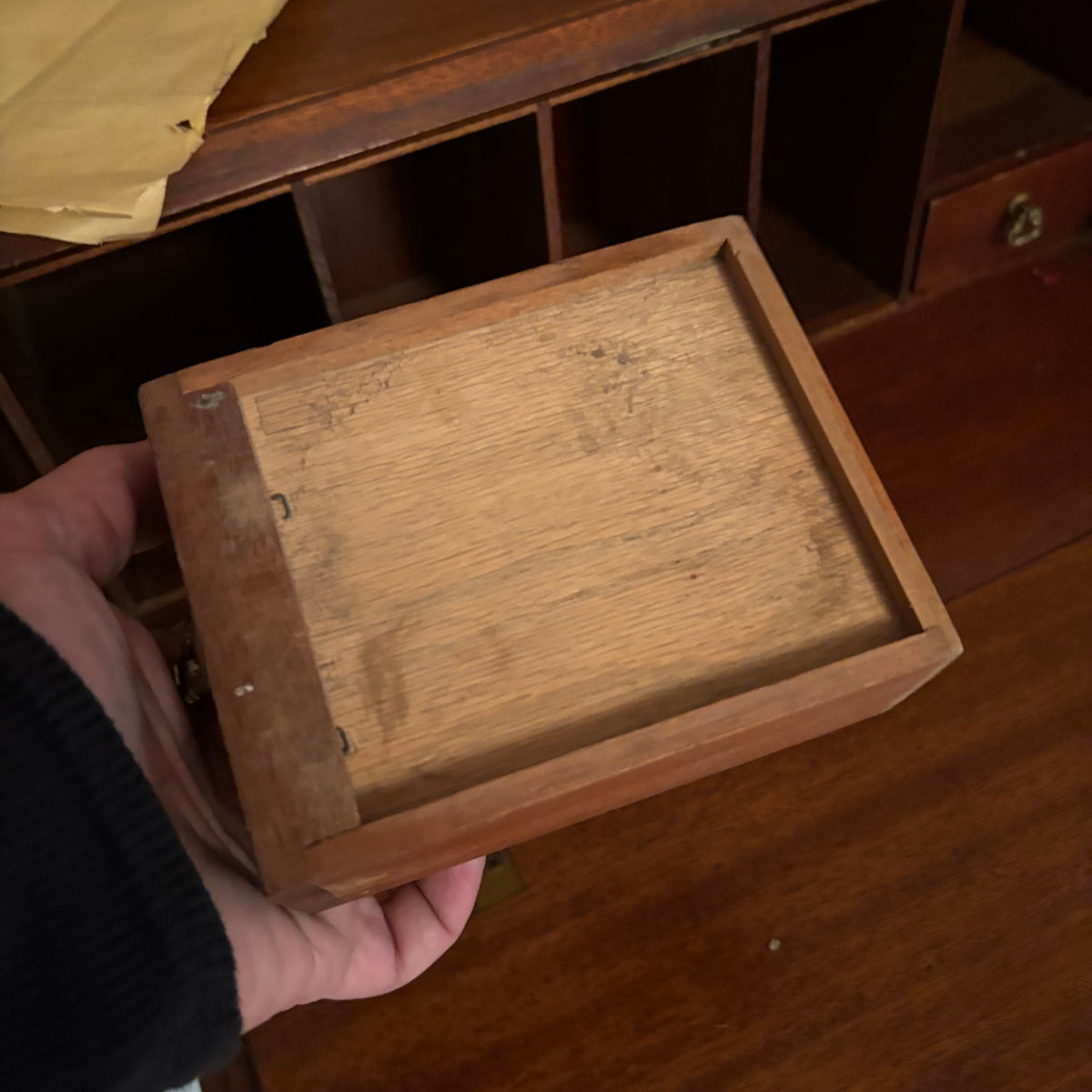E115 Antique solid wood secretary desk (36" x 20" x 13")