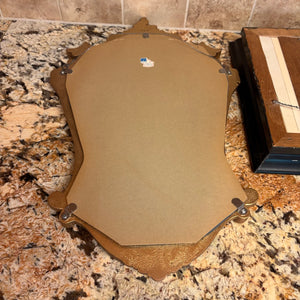 23” x 15” Vintage Mirror with Heavy Wood Gold Frame and Framed Artwork Grouping - M350