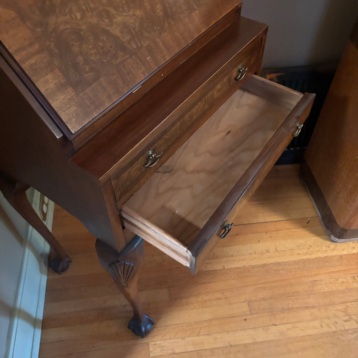 E115 Antique solid wood secretary desk (36" x 20" x 13")