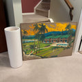 E860 Vintage grouping (tall concrete vase and artwork)