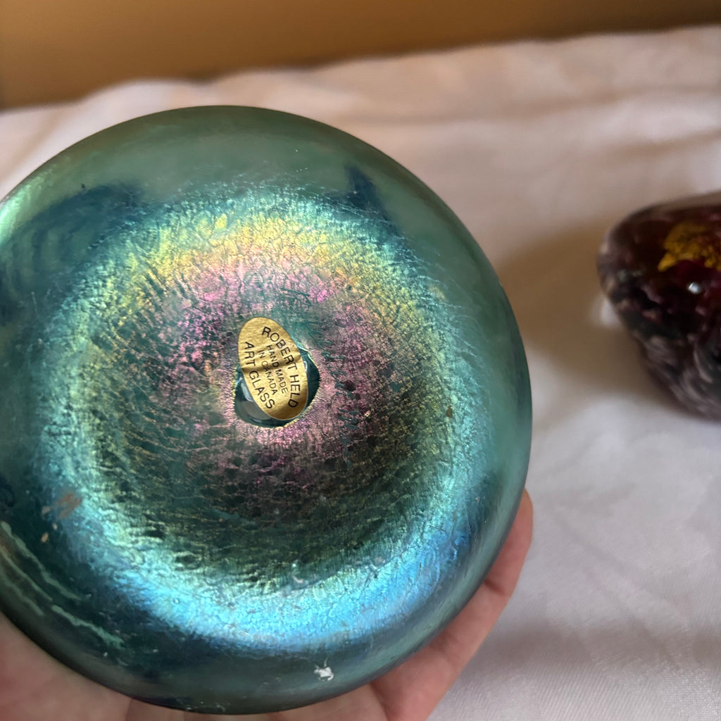 E111 Vintage signed Robert held art glass perfume bottle and more grouping