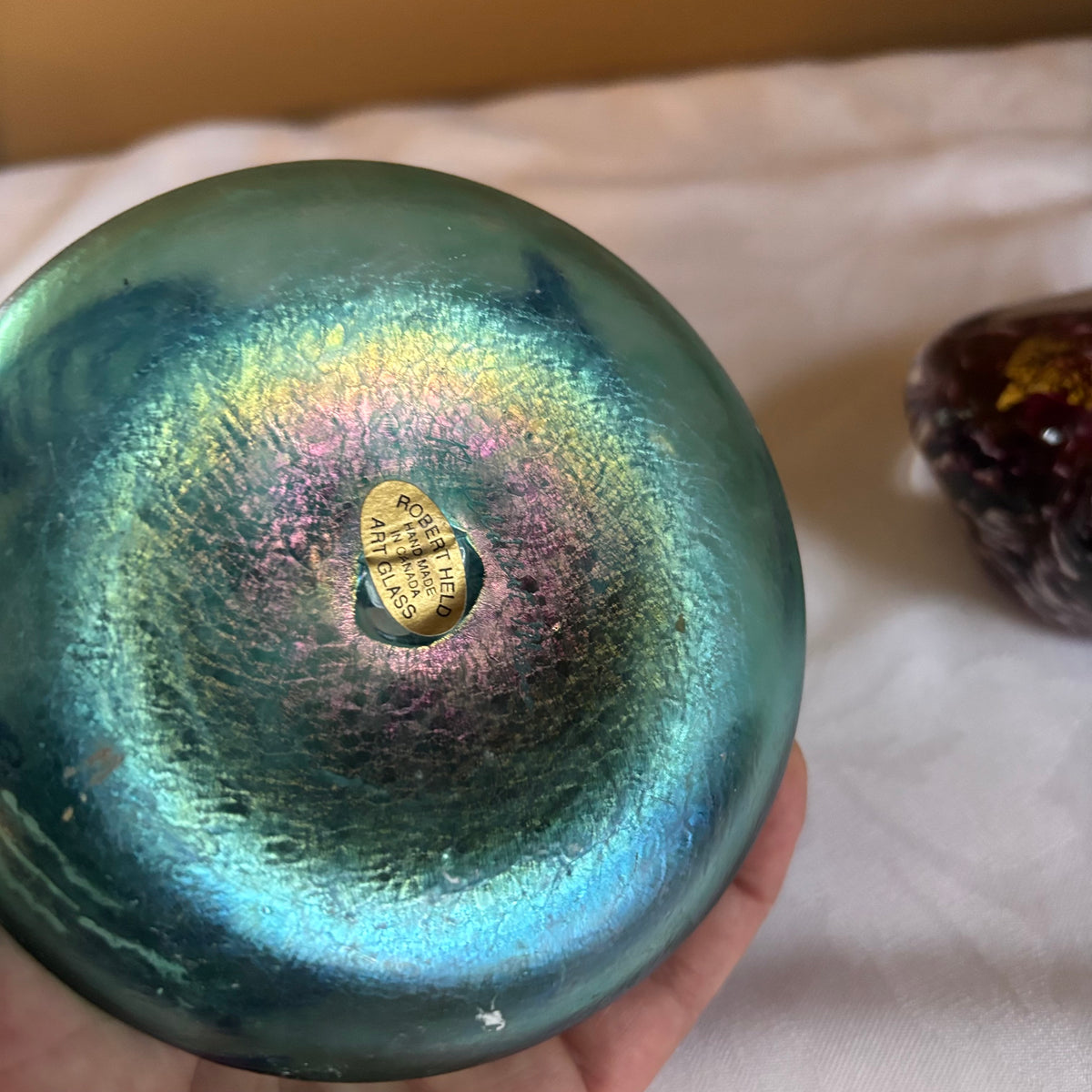 E111 Vintage signed Robert held art glass perfume bottle and more grouping