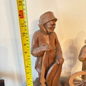 2 CARVED WOOD FIGURINES (TALLEST IS 12") - P102