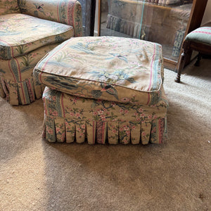 VINTAGE PARLOR CHAIR AND OTTOMAN WITH DOWN FILLED CUSHIONS - P235