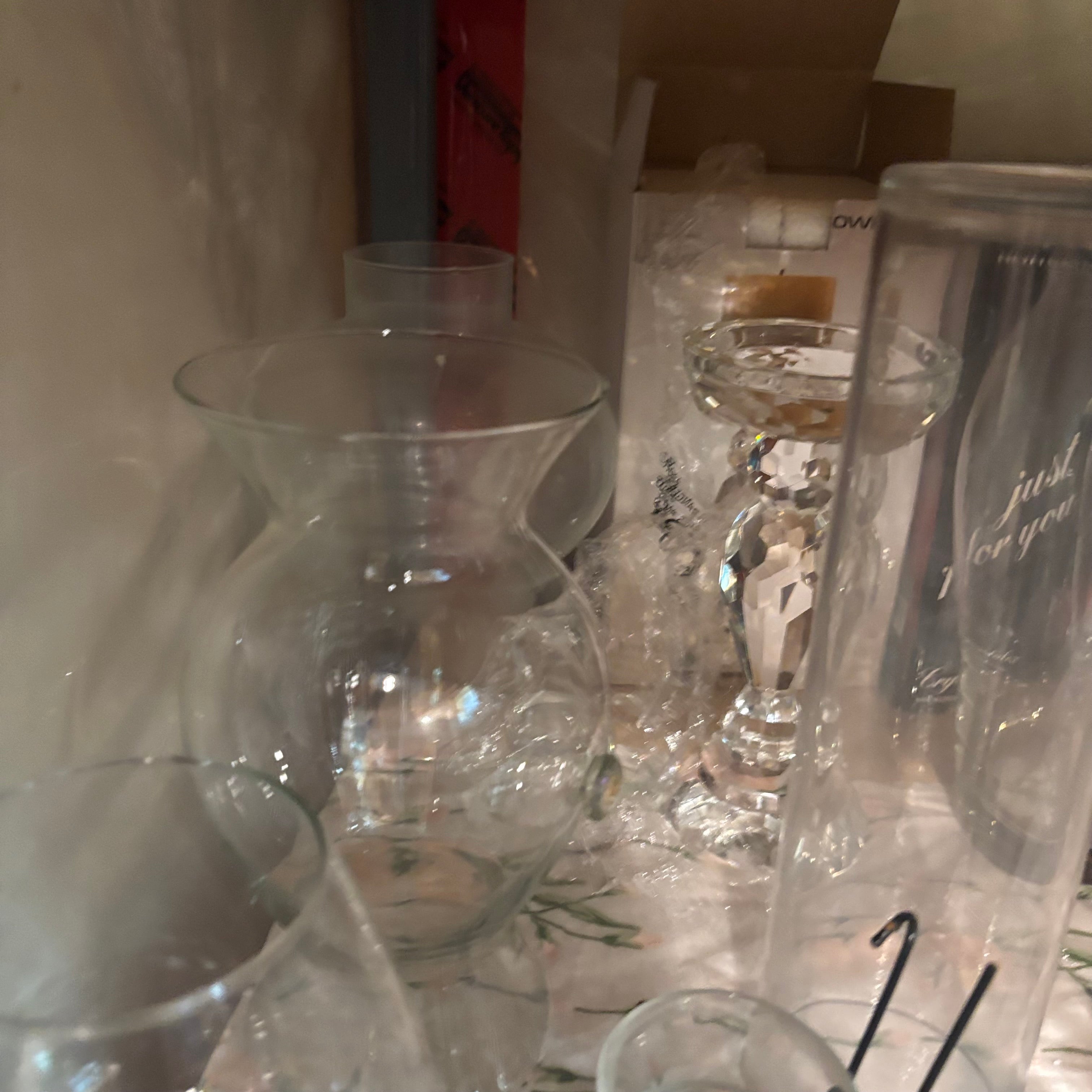 E848 Clear vases and more grouping