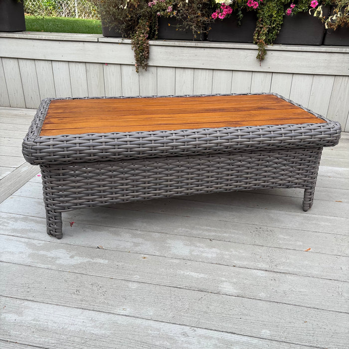Outdoor Coffee Table with Rattan Frame and Wood Top - M310