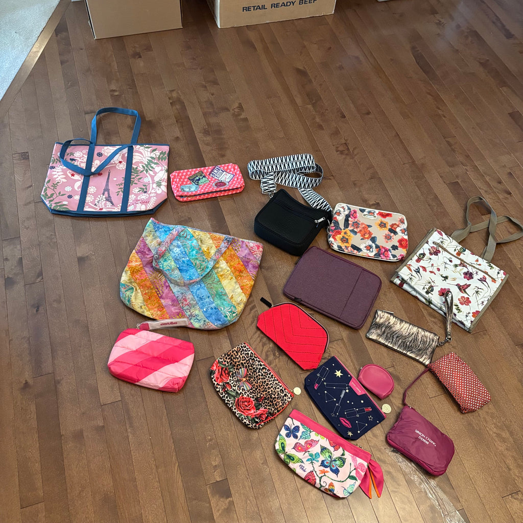 E898 Wallets, makeup bags and more grouping