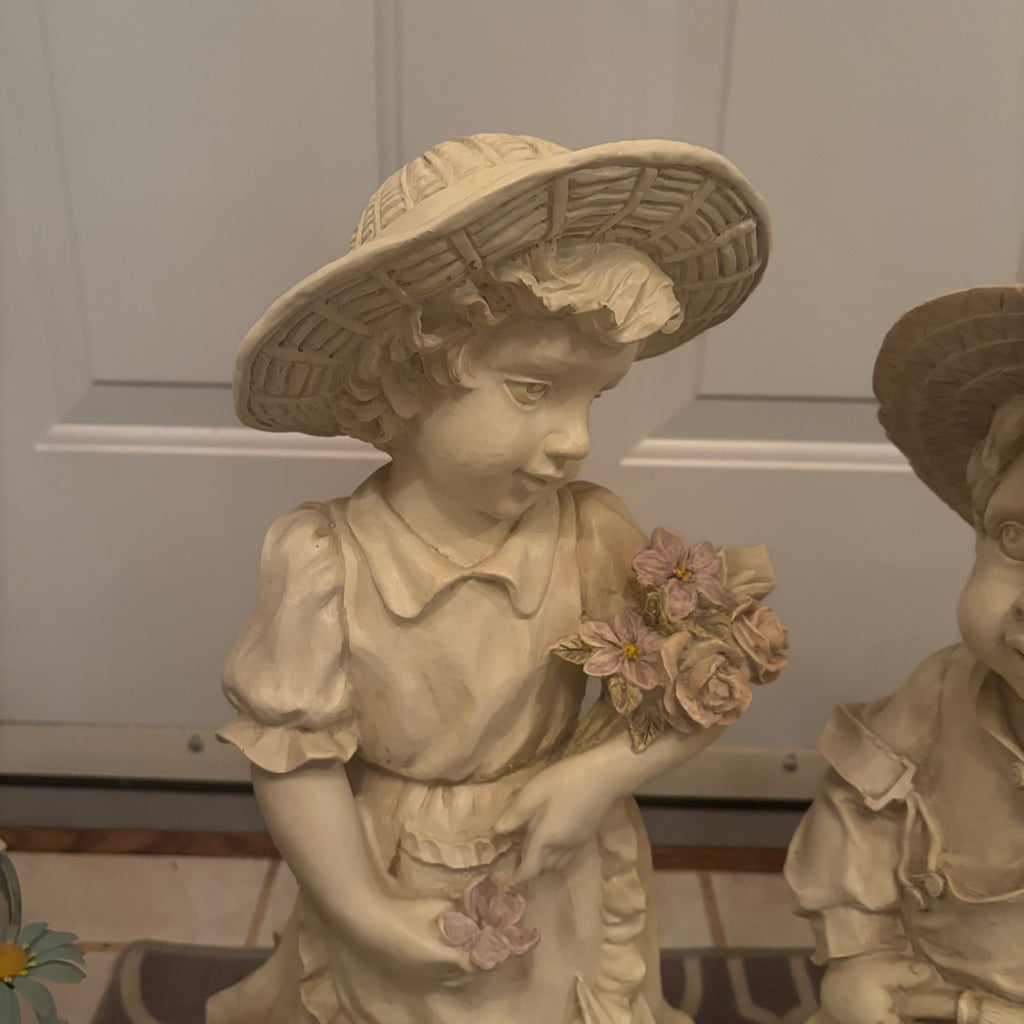 F198 3 22” tall stoneware garden figures
