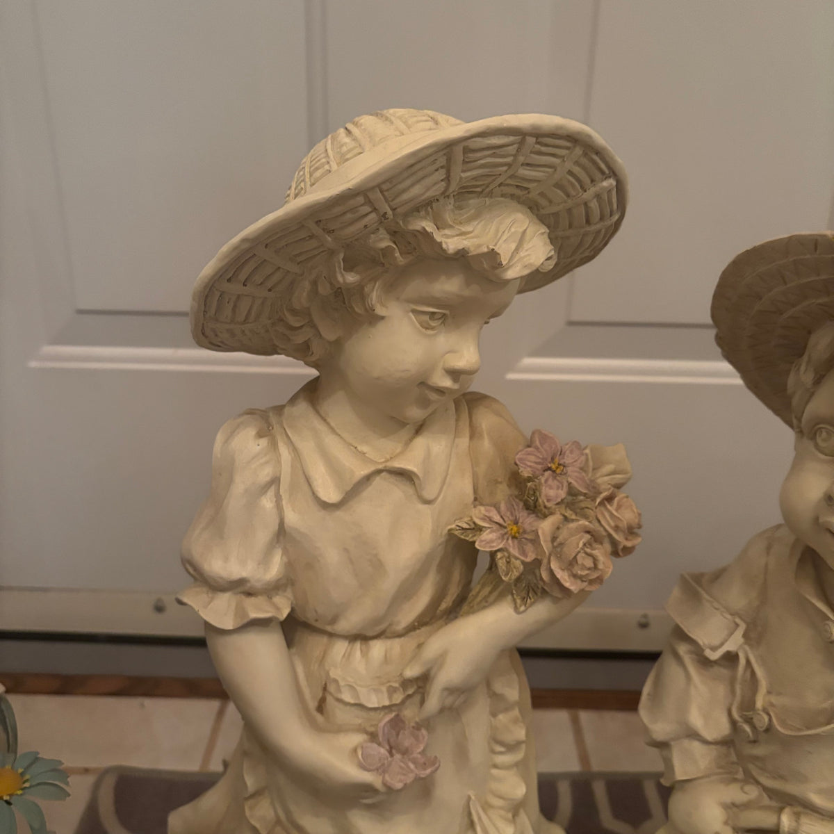 F198 3 22” tall stoneware garden figures