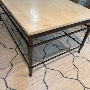 Modern Coffee Table with Wrought Iron Frame and Heavy Marble Top - M311