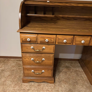Vintage Solid Wood Roll Top Desk - M312