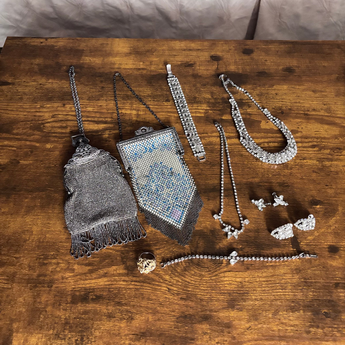 K403 Vintage fashion jewelry and silver purses