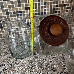 Vintage Kitchen Canister Set with Wooden Lids and More - Z110