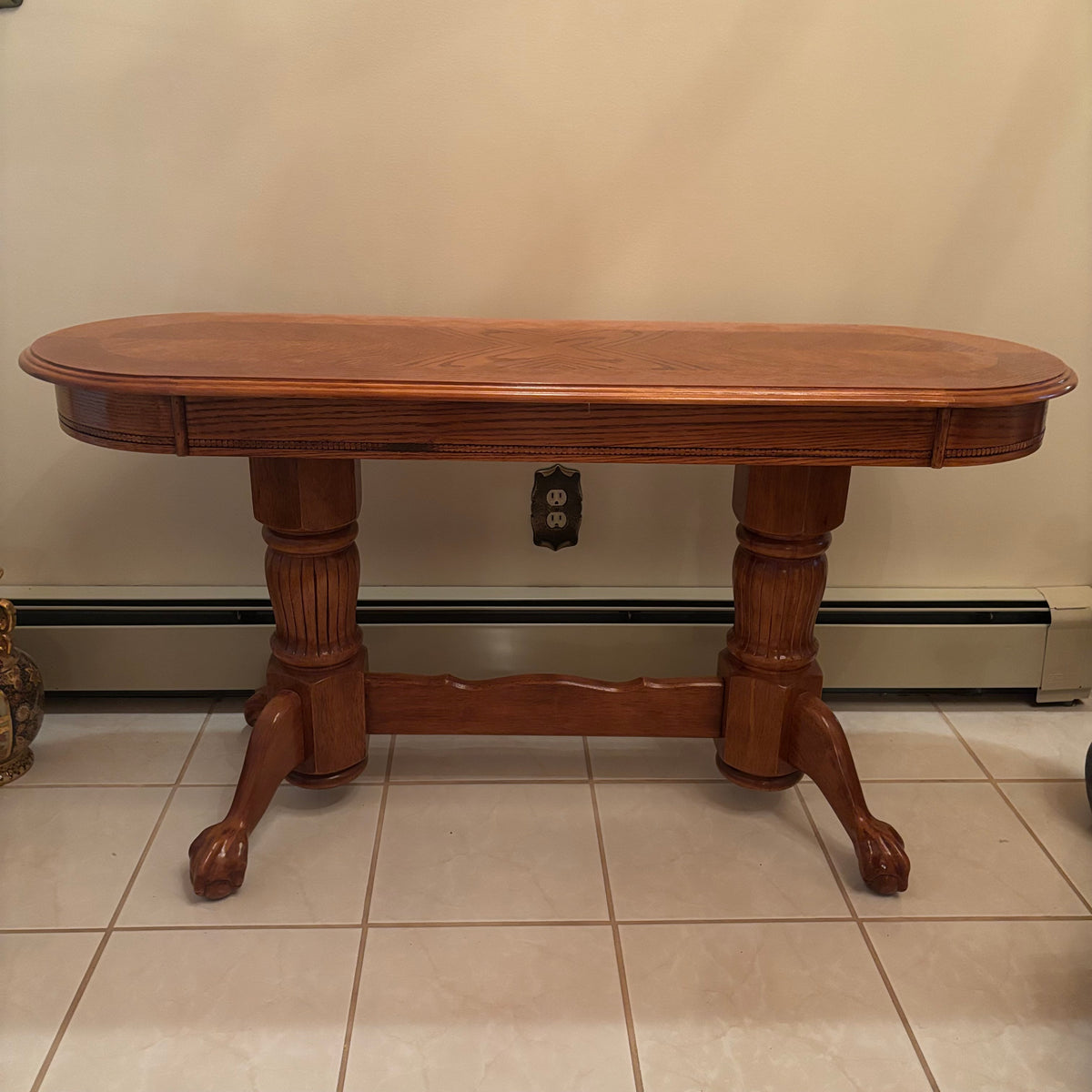 F201 Vintage Solid wood hall/sofa/accent table with oval top
