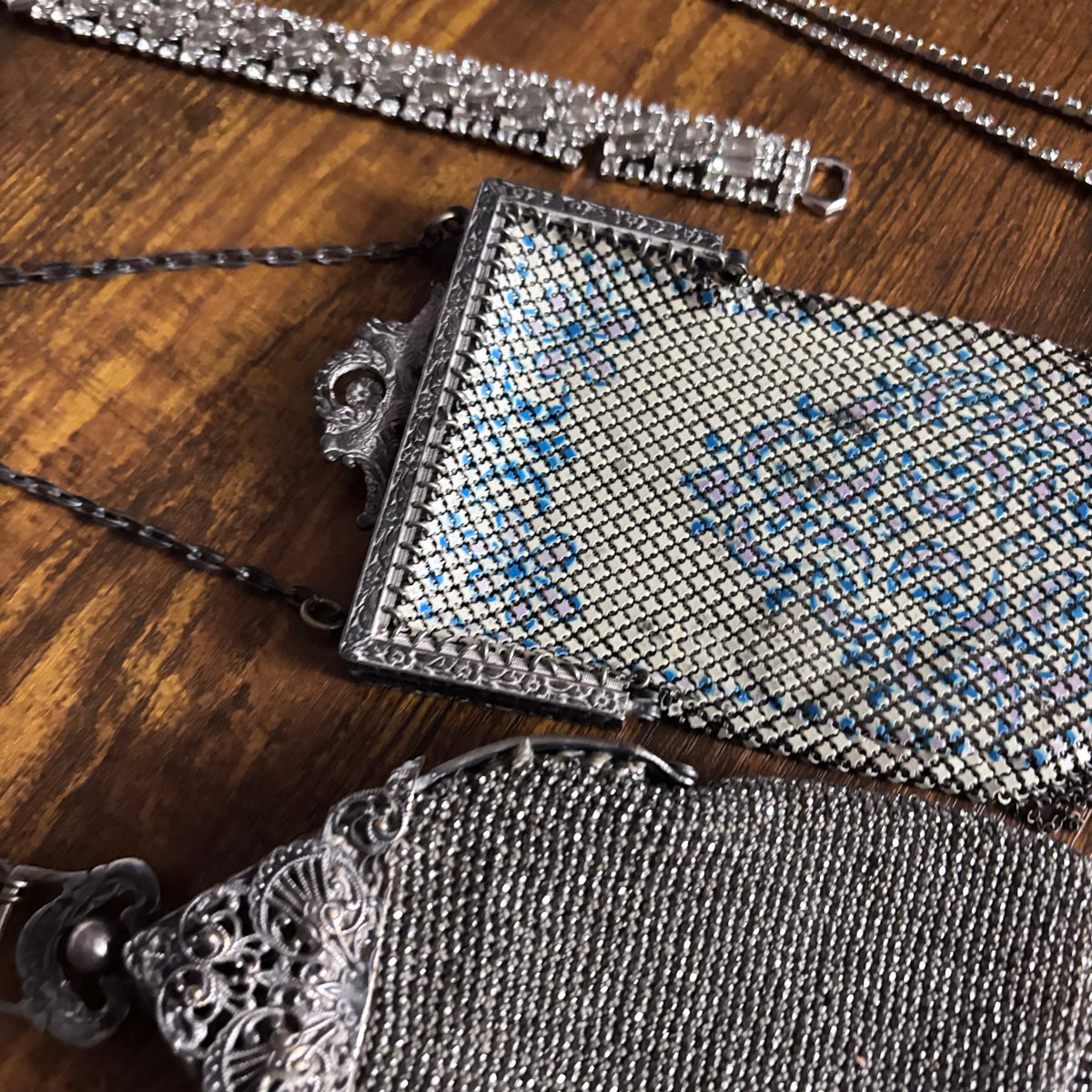 K403 Vintage fashion jewelry and silver purses
