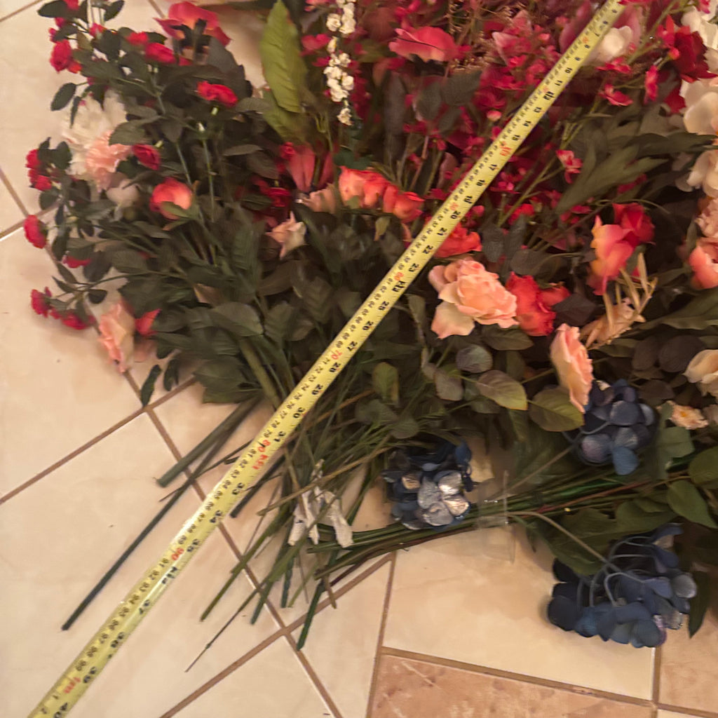 F199 Faux flowers grouping (hanging rose vines and more)