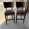 Y154 Set of 2 Countertop Height stools with brown microfibre seats