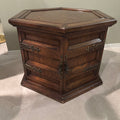 E855 Vintage solid wood octagon side table with door