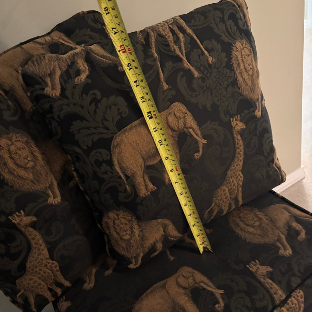E856 Safari themed footstool and throw cushions