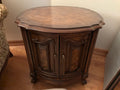 F207C Vintage solid wood round cabinet style side with Burled wood design on top
