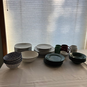 Green and White Dishes Grouping - C420