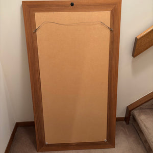 49” x 27.5” Teak Framed Mid Century Modern Wall Mirror - M315