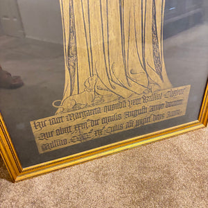 52" X 27.5" FRAMED MARGARET CHEYNE BRASS RUBBING - P175
