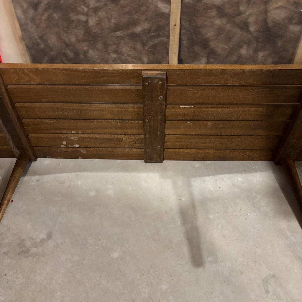 E862 Solid Wood MCM Coffee table and Vintage chrome stool