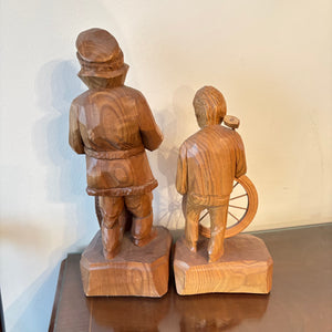 2 CARVED WOOD FIGURINES (TALLEST IS 12") - P102